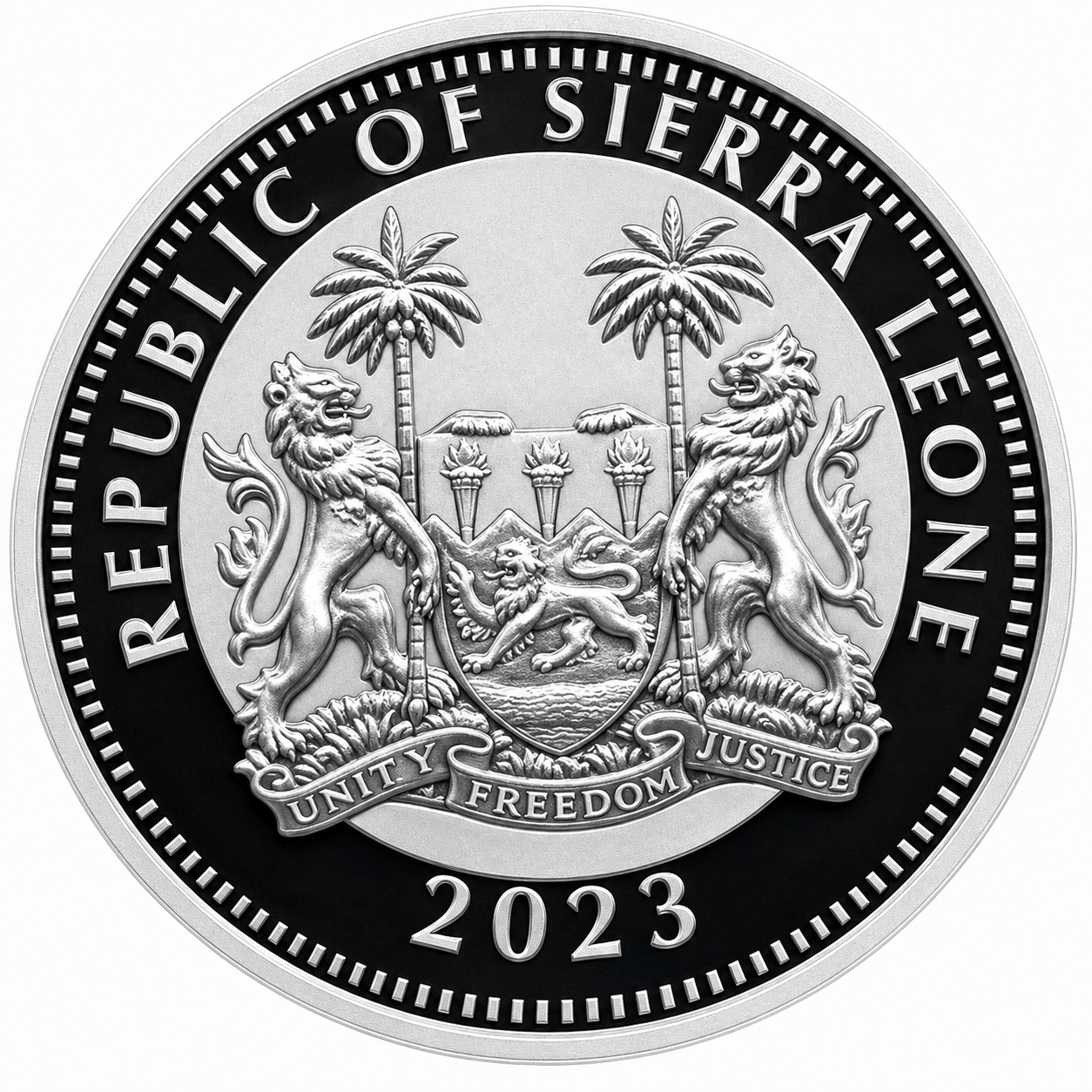 Reverso moneda de plata 1 onza Sierra Leona 2023 Big Five 