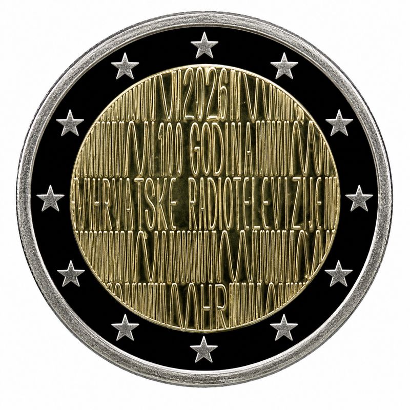 UNC 2 euro Croacia 2026 - 100 Aniversario de Radio y Television