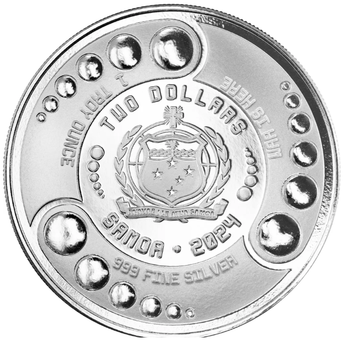 Reverso moneda de plata 1 onza Ghana 2024 Alien