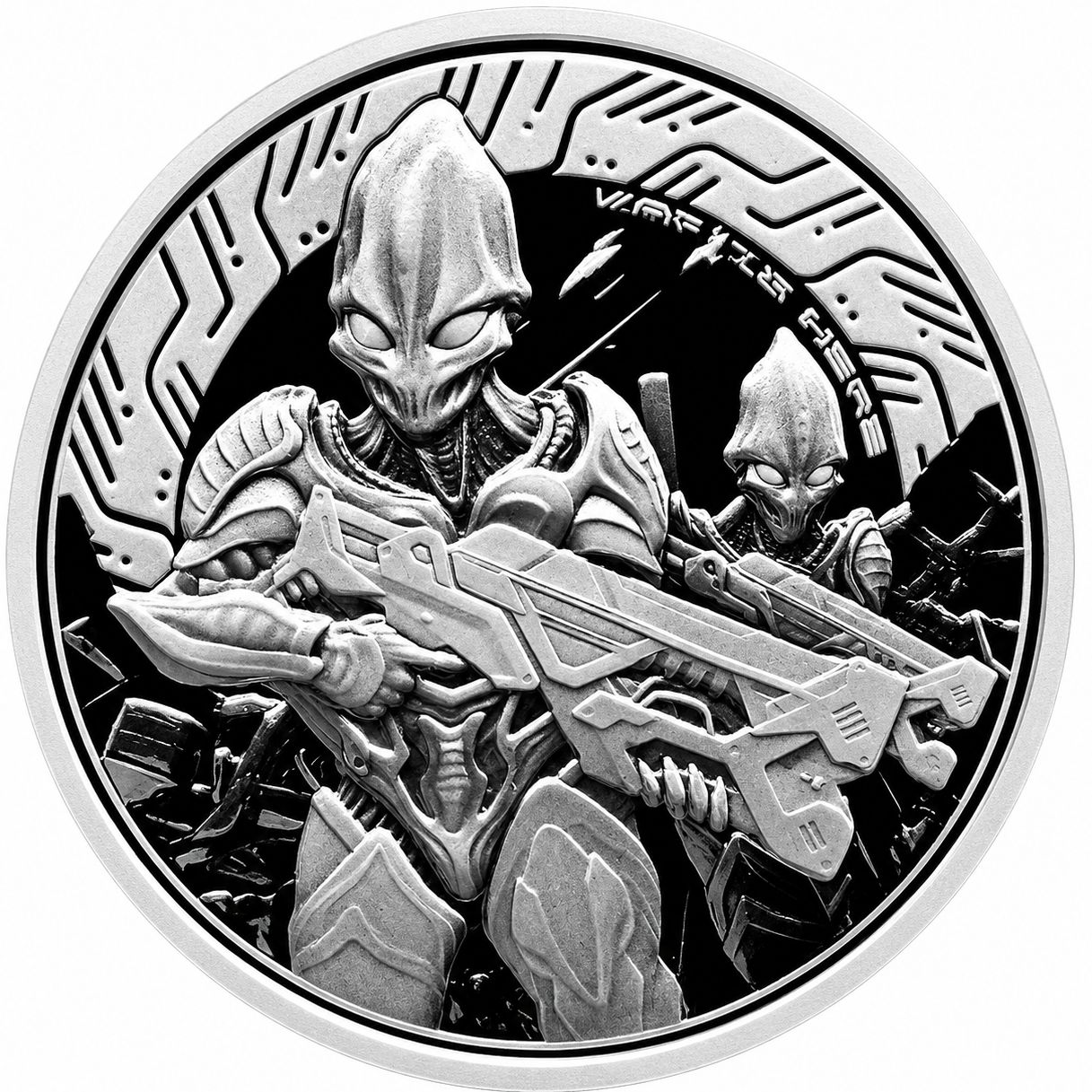 Reverso moneda de plata 1 onza Ghana 2024 Alien