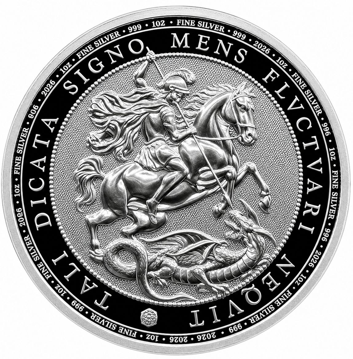 Reverso moneda de plata 1 onza Reino Unido 2026 San Jorge y el Dragón