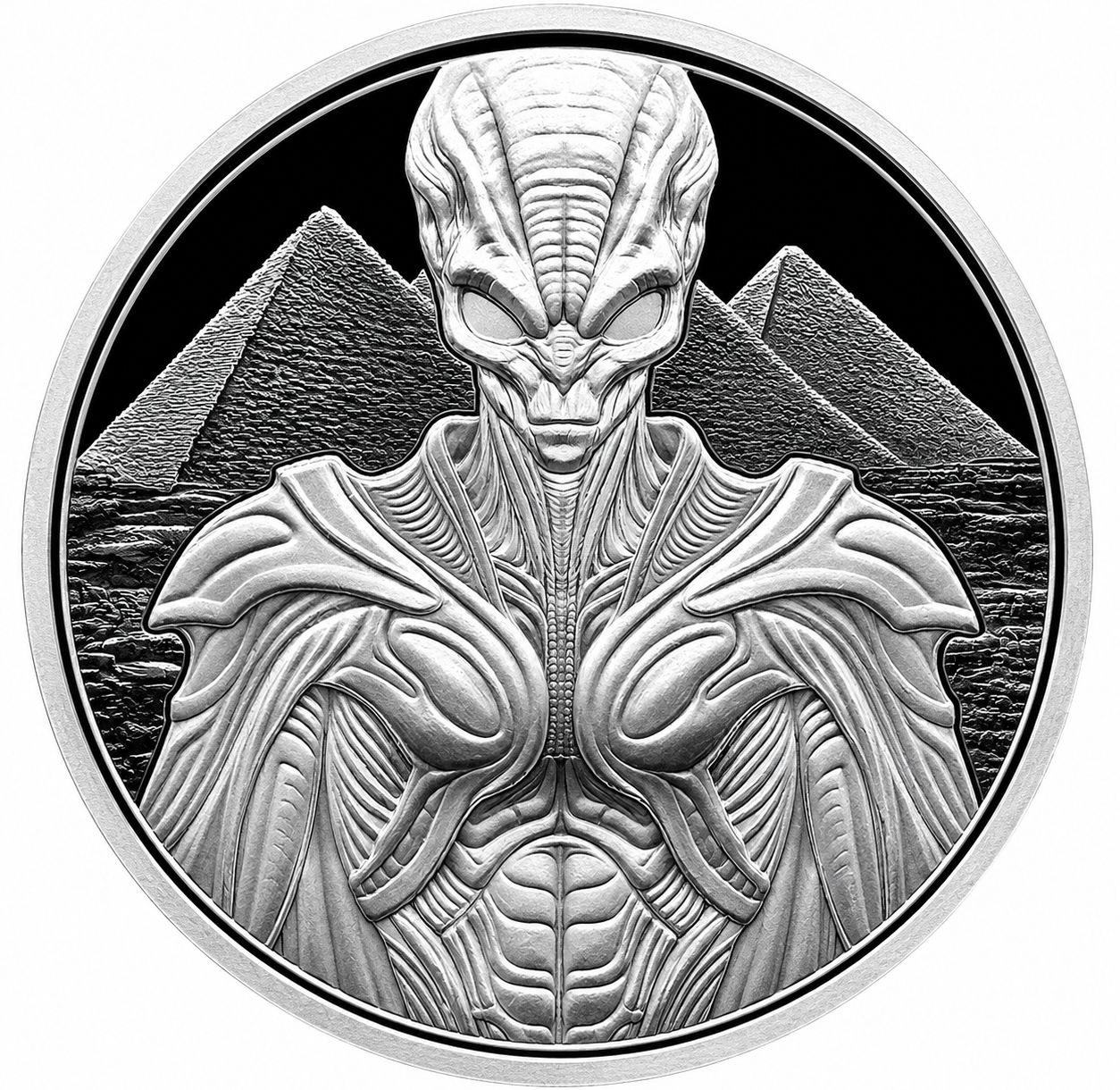 Reverso moneda de plata 1 onza Ghana 2025 Alien