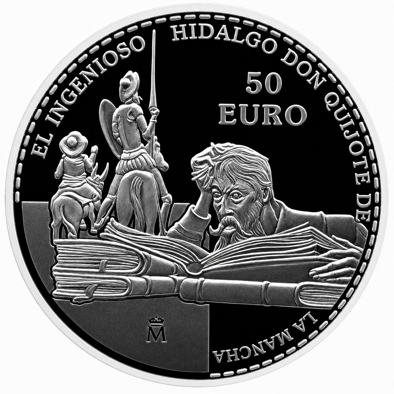 Proof 50 euro España 2005 - El Quijote: Don Quijote de la Mancha leyendo