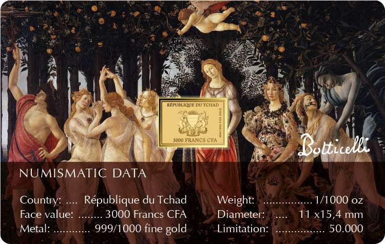 1/1000 oz Oro Chad 2023 - Botticelli 