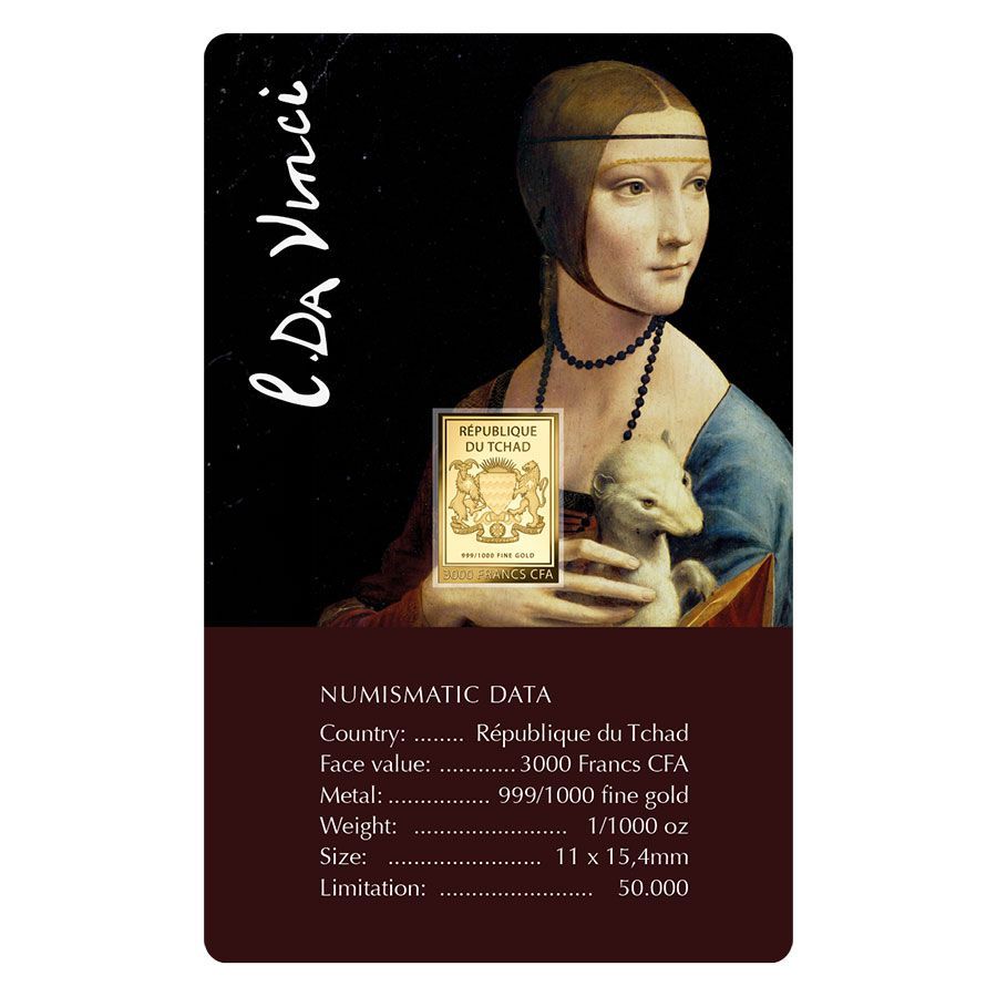 1/1000 oz Oro Chad 2023 - Leonardo da Vinci 