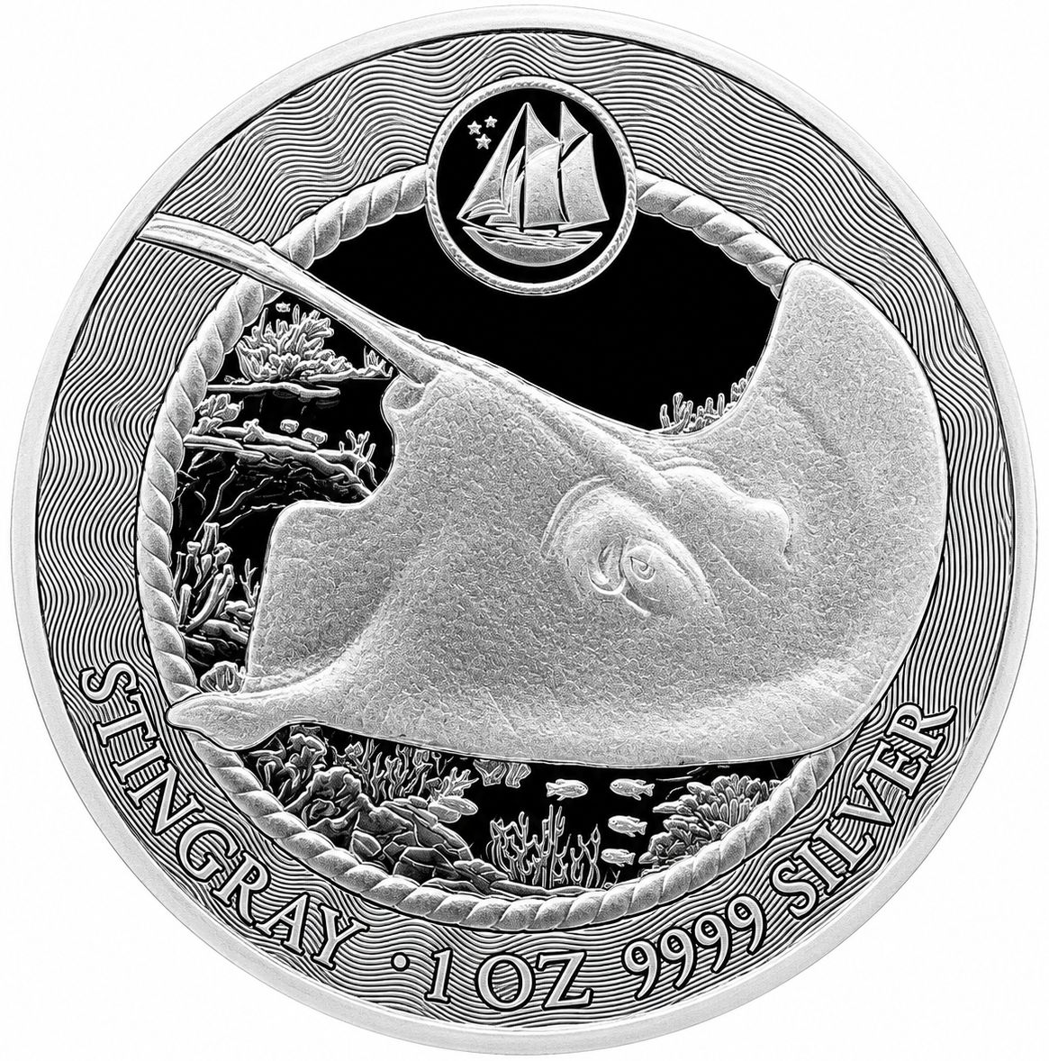 1 onza Islas Caiman 2023 - Raya marina