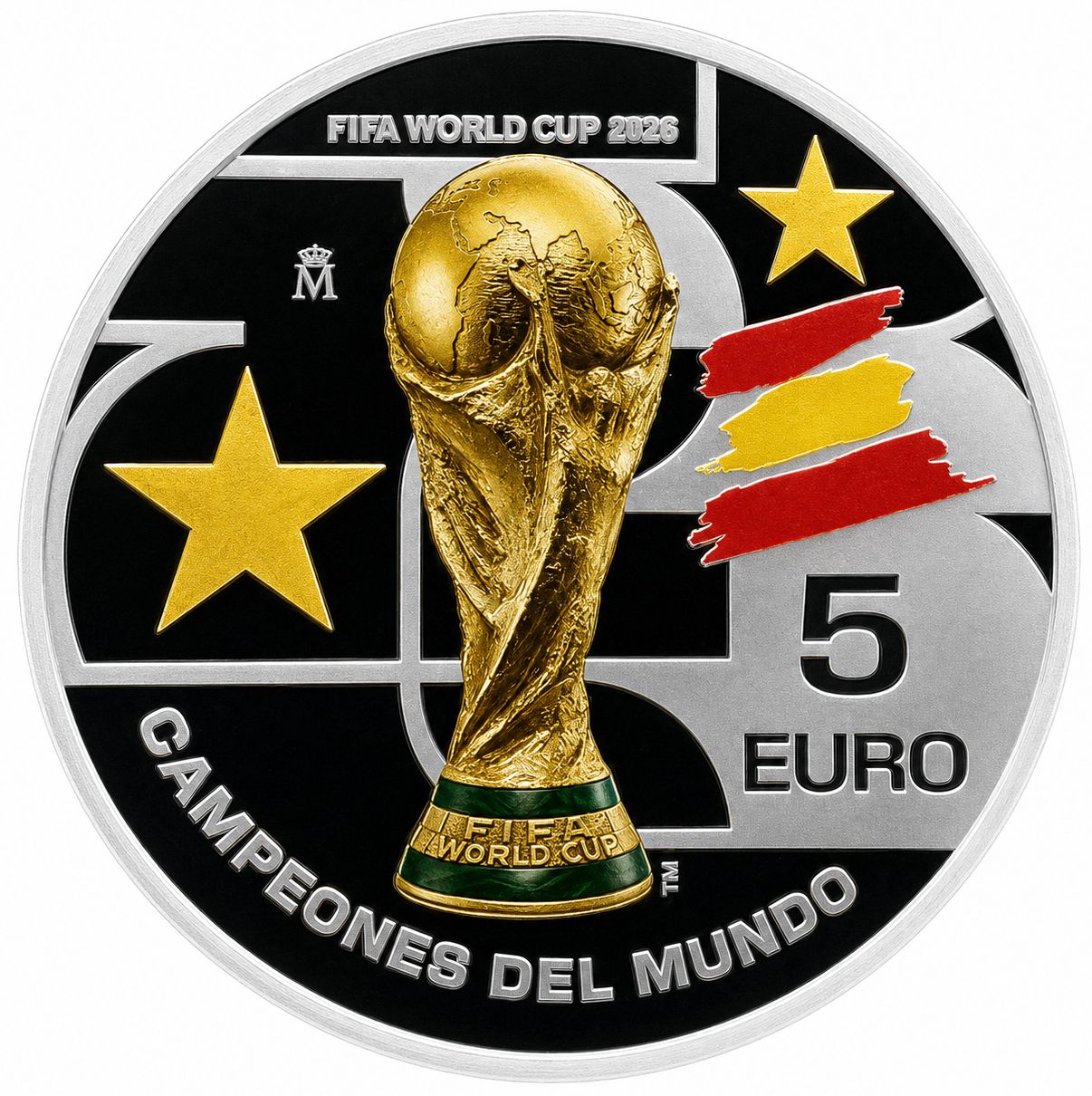 Proof 5 euro España 2026 - Campeones del Mundo Reverso moneda de 5 euro España 2026 Campeones del Mundo