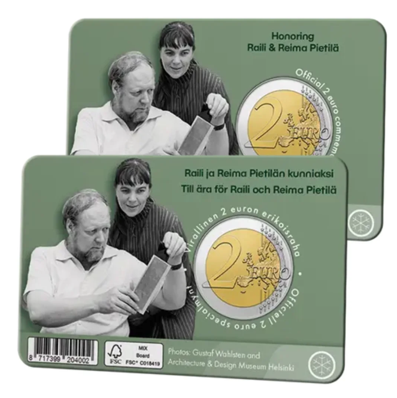 Coincard 2 euro Finlandia 2026 - Raili y Reim Pietilä (Aleatoria)