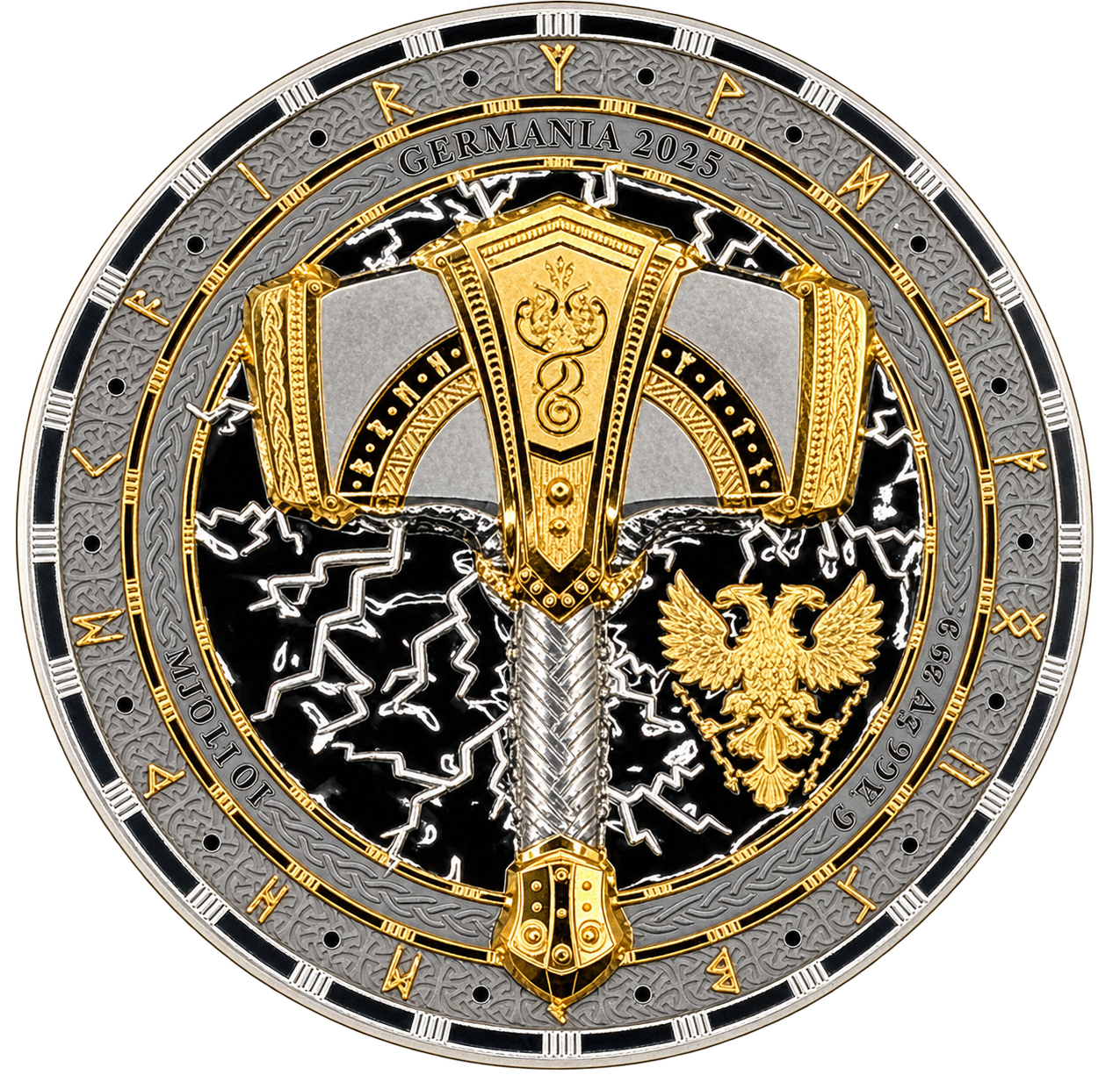 2 onza Germania Mint 2025 - Artefacts Martillo de Thor Mjölnir