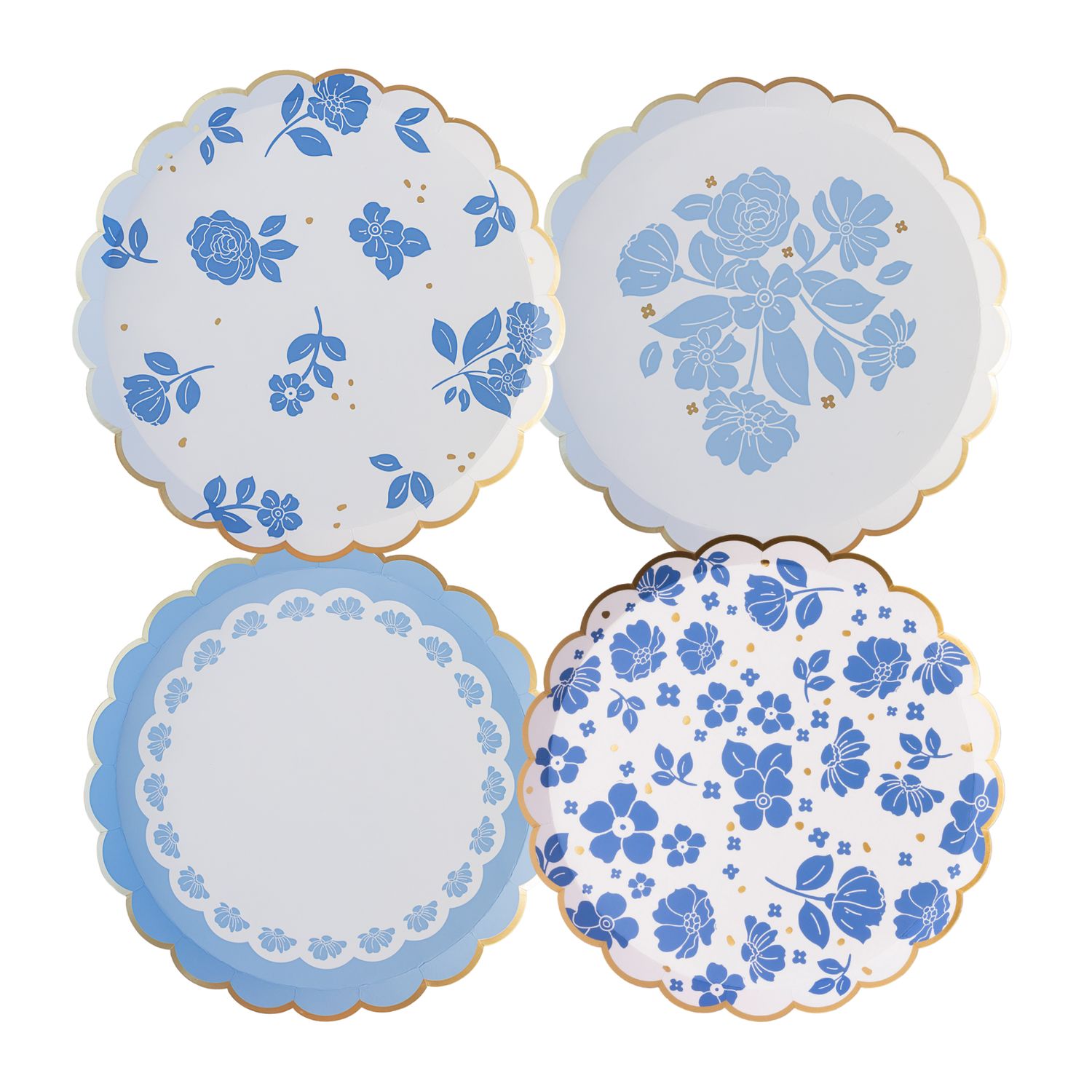 BELLE BLUE ELEGANT FLORAL DESSERT PLATES