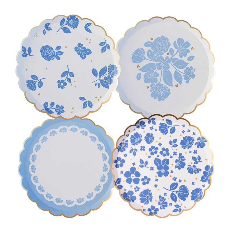 BELLE BLUE ELEGANT FLORAL DESSERT PLATES