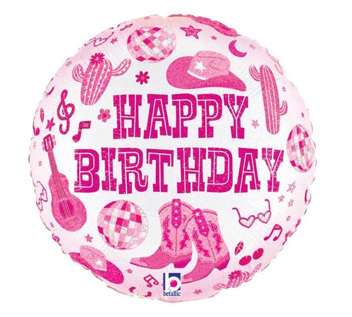 18"  DISCO COWGIRL BIRTHDAY GLITTER