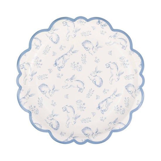 8 8" Bunny Toile Plates