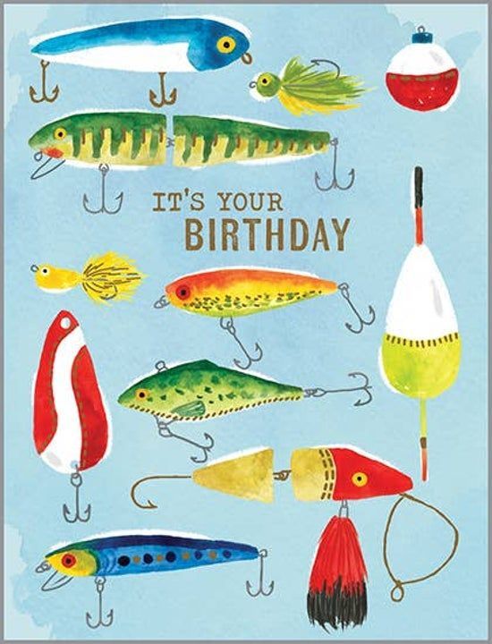 Birthday Greeting Card - Fishing Lures