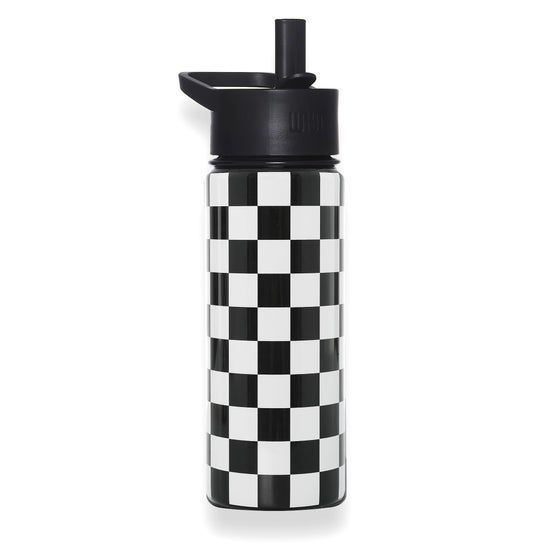 Black and White Checkered 18 oz Steel Water Bottle Black and White Checkered 18 oz Steel Water Bottle