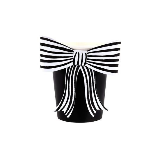 Black & White Stripy Bow Cups
