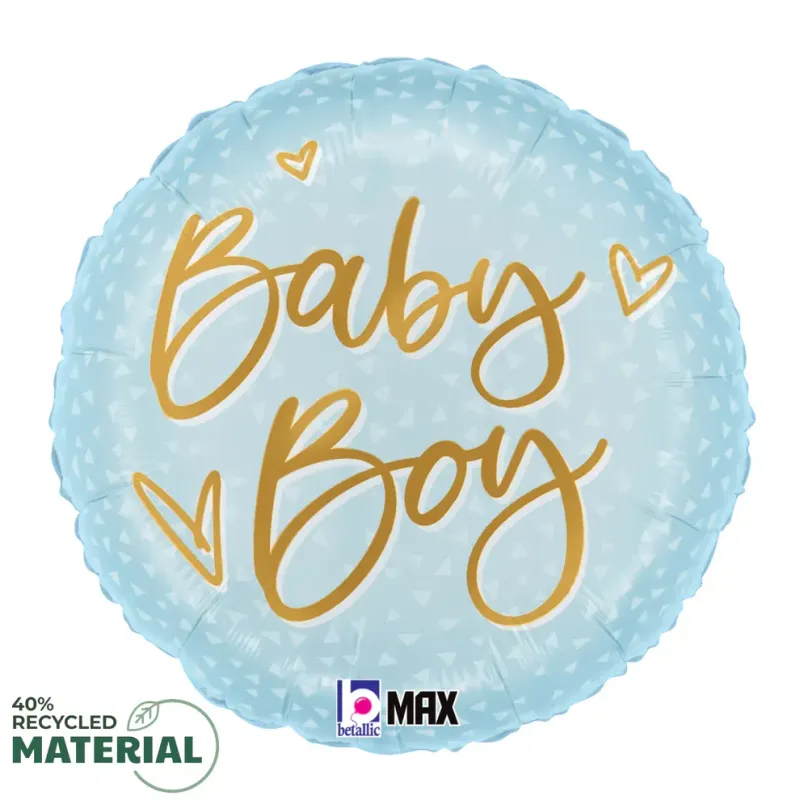 18 inch Betallic Satin Boy Gold Script