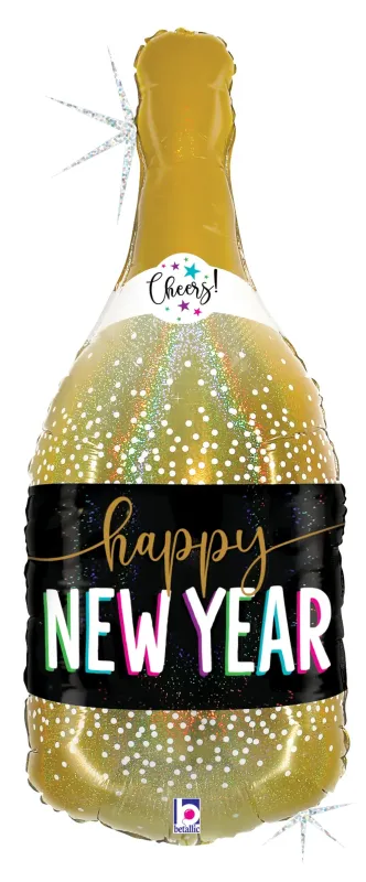 32 inch Betallic Glitter New Year Champagne Bottle