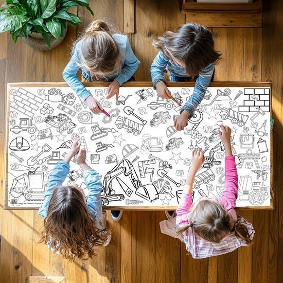 Construction Coloring Tablecloth Kids Activity