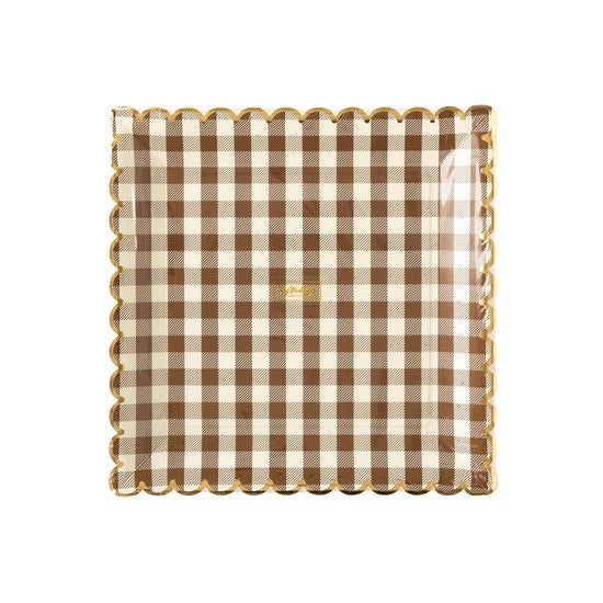 Brown Gingham Scalloped Plate Brown Gingham Scalloped Plate