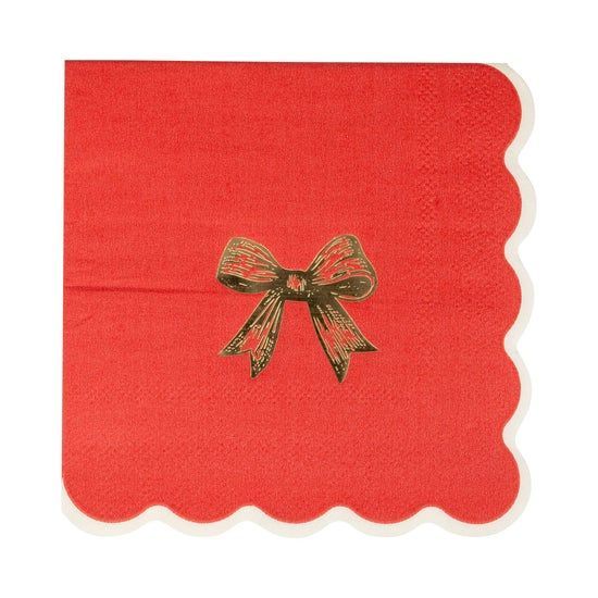 CHERRY RED SIGNATURE BOW SMALL NAPKINS
