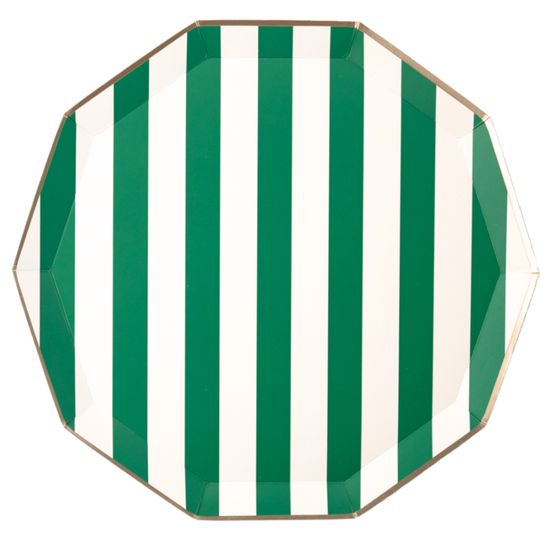 EMERALD GREEN SIGNATURE CABANA STRIPE PLATES EMERALD GREEN SIGNATURE CABANA STRIPE PLATES