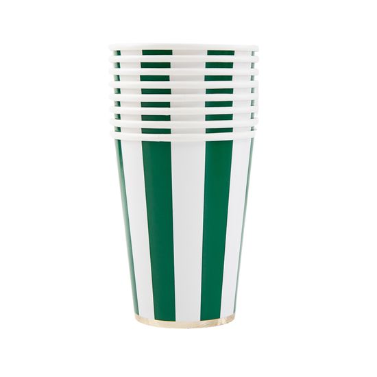 EMERALD GREEN CABANA STRIPE CUPS EMERALD GREEN CABANA STRIPE CUPS
