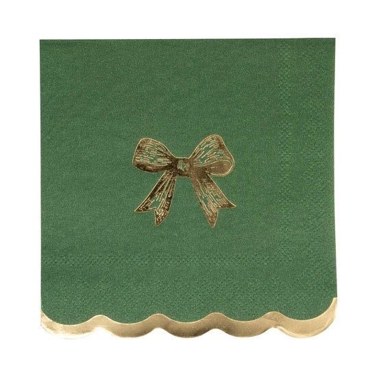 Gold/Green Bow Cocktail Napkin Gold/Green Bow Cocktail Napkin