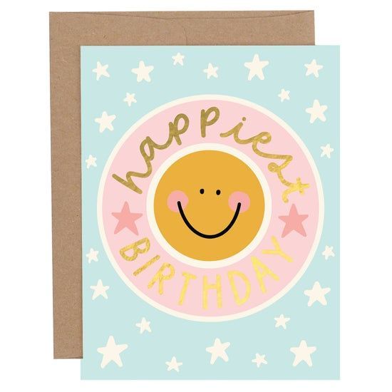 Happiest Birthday Smiley Face Greeting Card Happiest Birthday Smiley Face Greeting Card