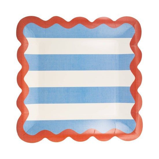 Hamptons Stripes 9" Ric Rac Trim Paper Plate