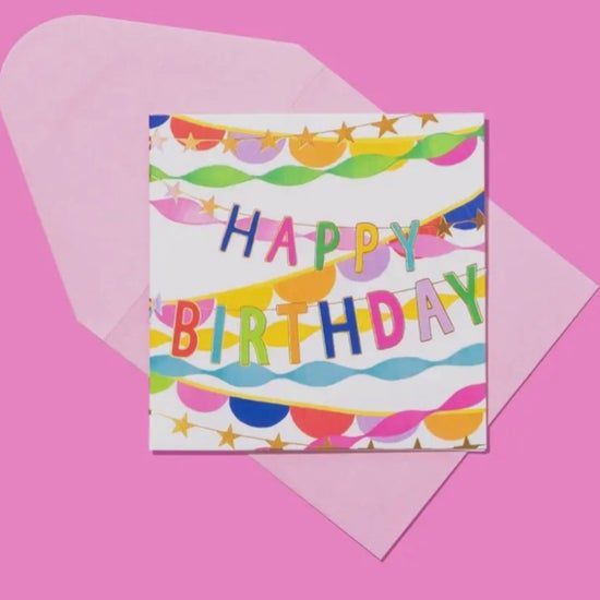Happy Birthday- Streamers- Gift Card Enclosure