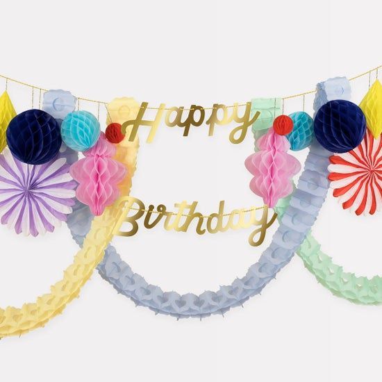 Happy Birthday Honeycomb Garland