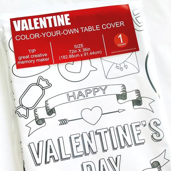 Valentine Coloring Tablecloth Kids Party Decor