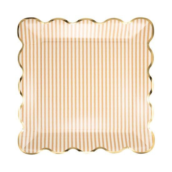 Tan Striped 10" Plate