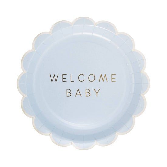 Welcome Baby Blue Plate