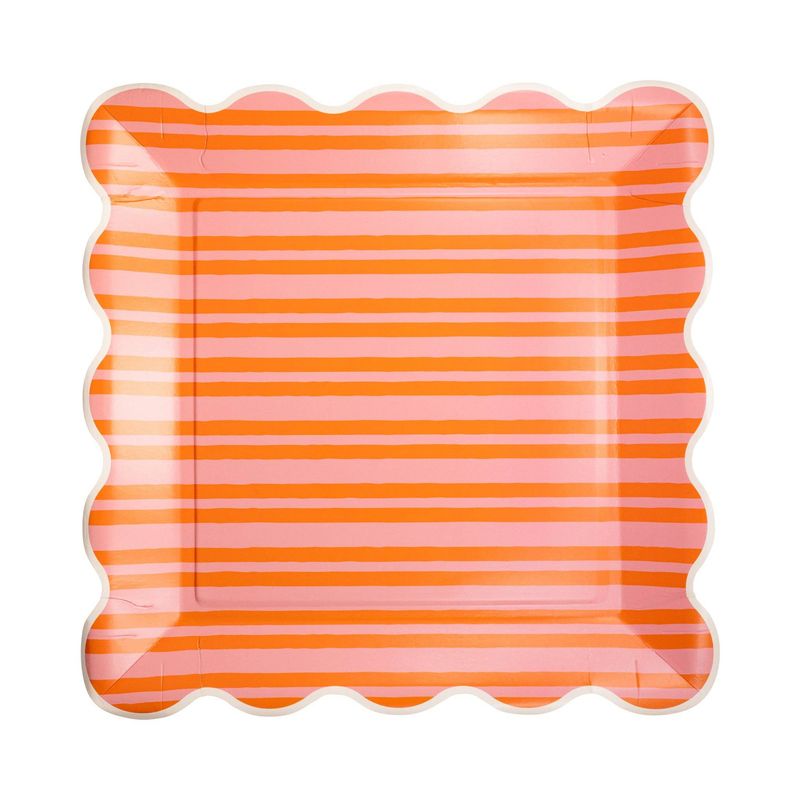 Orange & Pink Striped Plate
