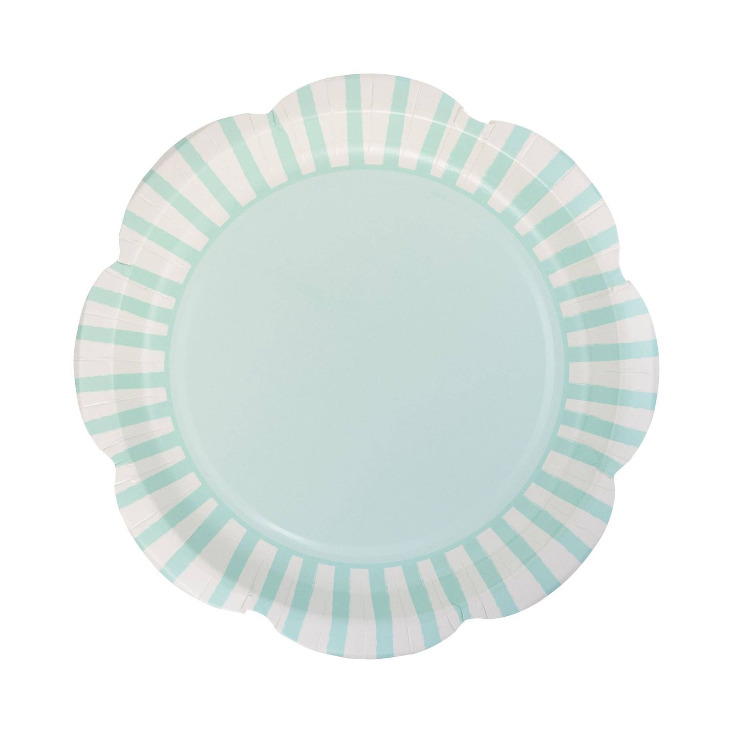 Aqua Striped Scallops 9" Plate