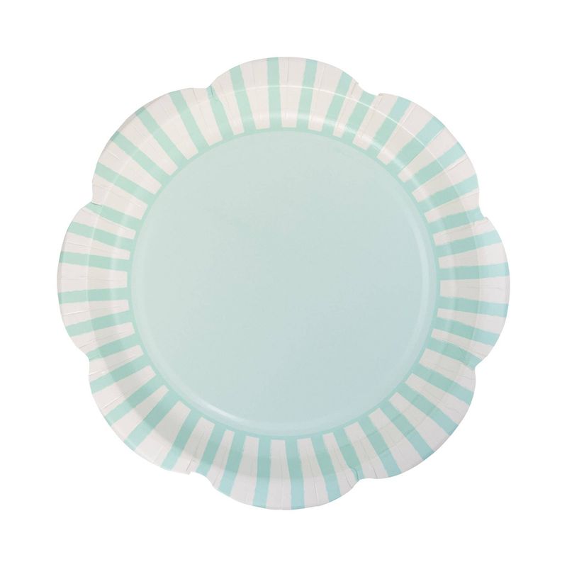Aqua Striped Scallops 9" Plate