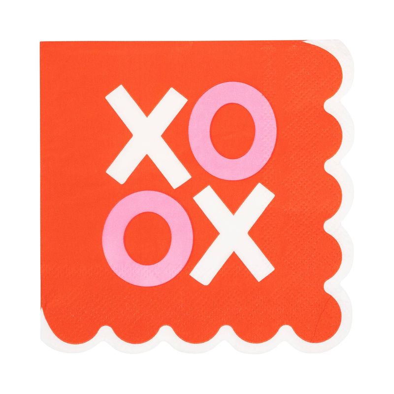 Scalloped XOXO Cocktail Napkin