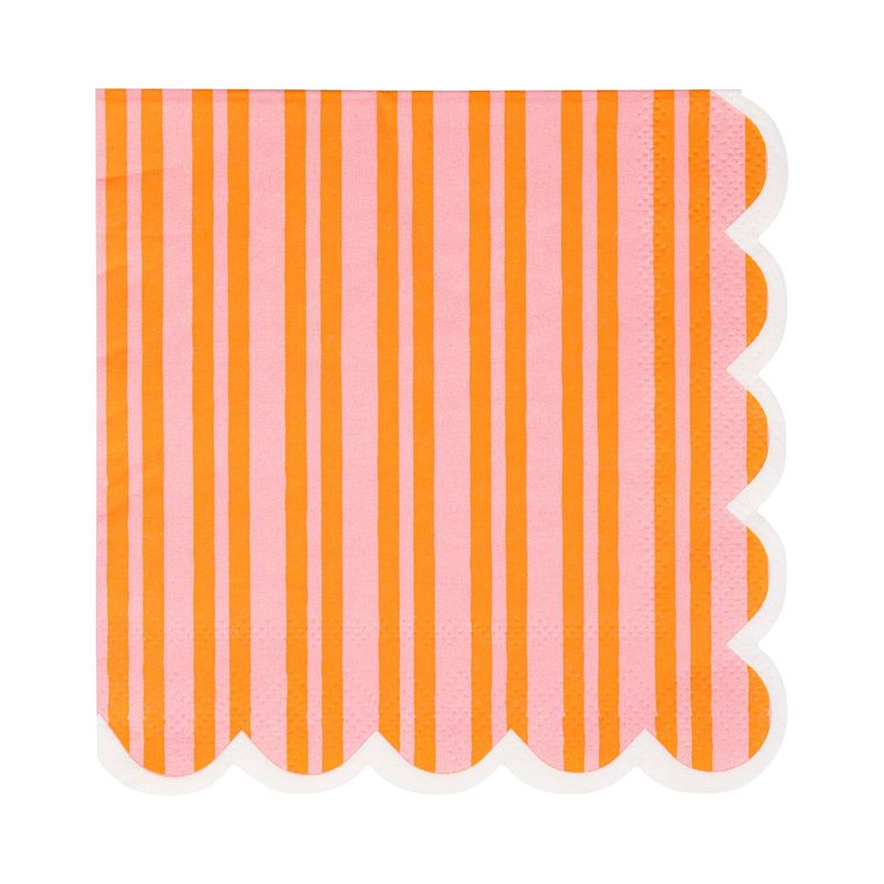 Orange & Pink Striped Cocktail Napkin