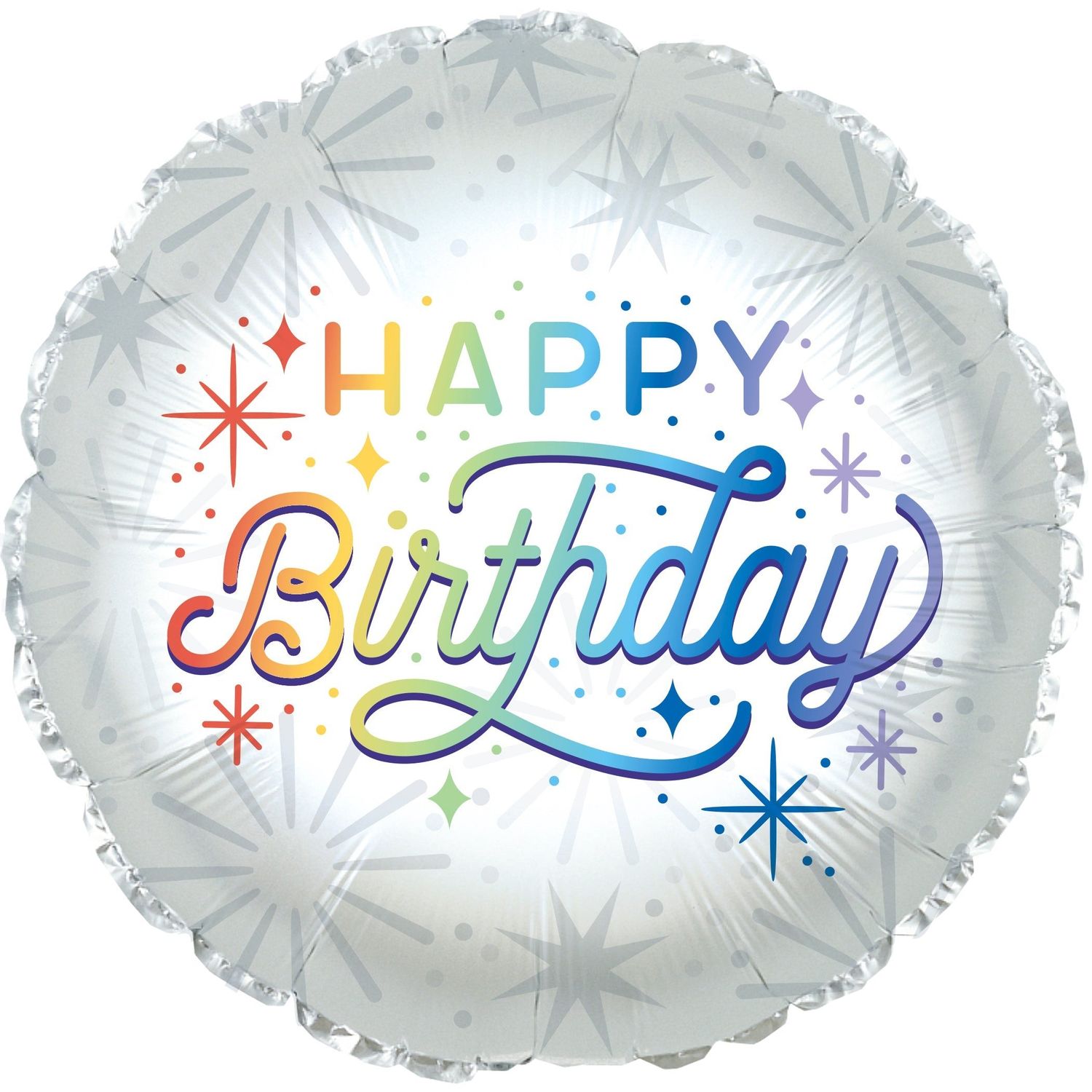 17" Happy Birthday Retro Rainbow Foil