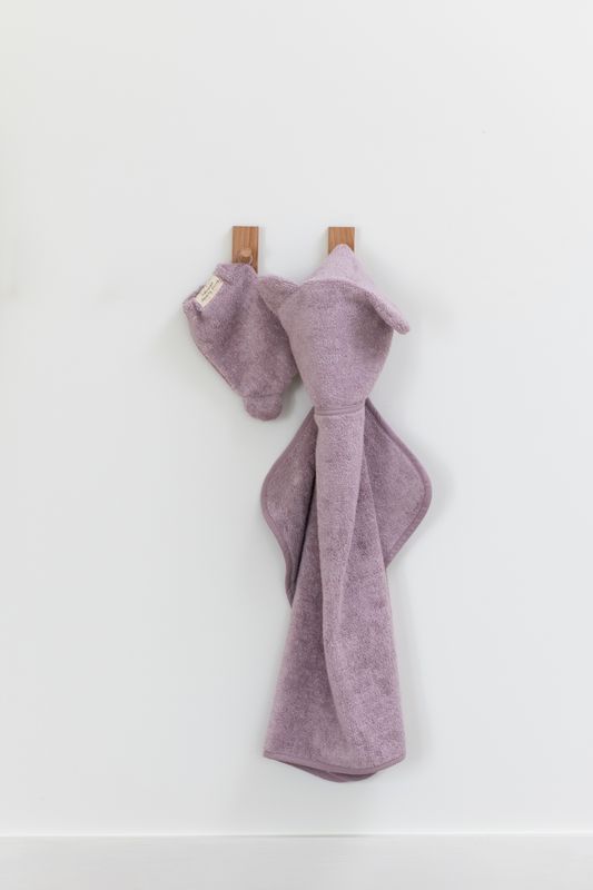 Hooded Towel + Wash Mitt Set Orchid