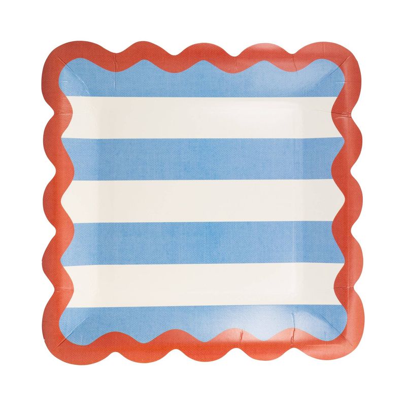 HAM1141 - Hamptons Stripes 9" Ric Rac Trim Paper Plate