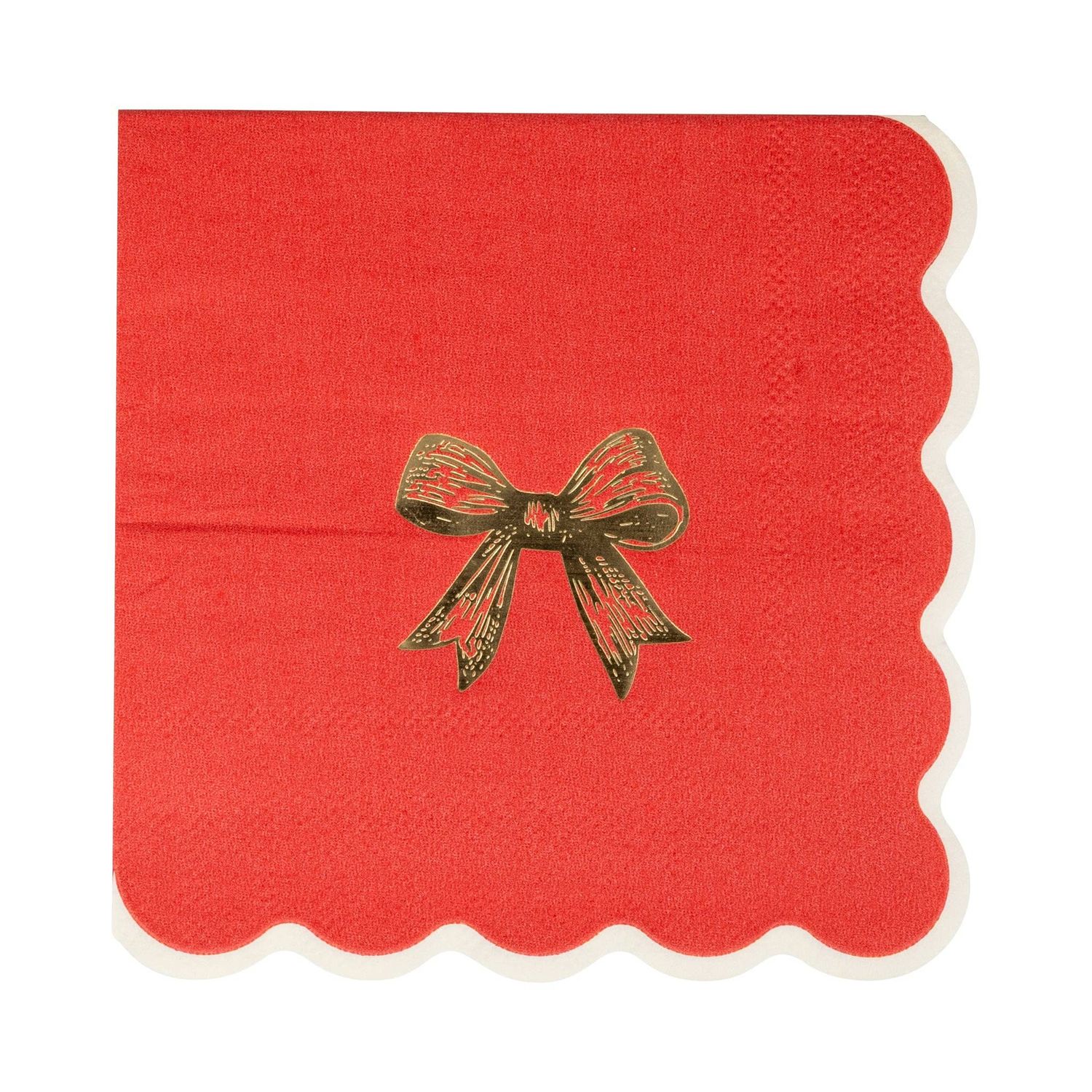 Red/Gold Bow Cocktail Napkin