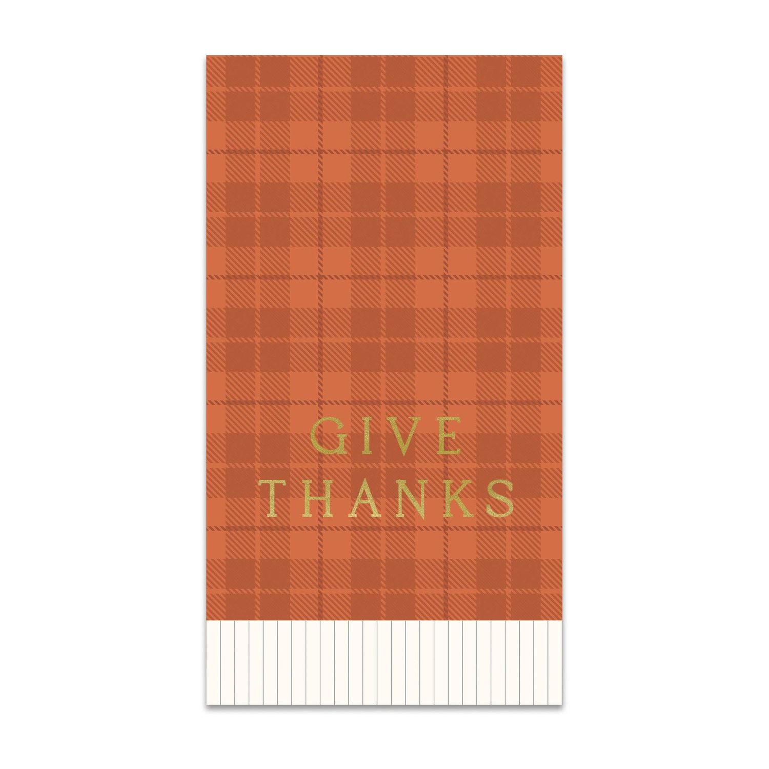 Give Thanks Plaid Dinner Napkin