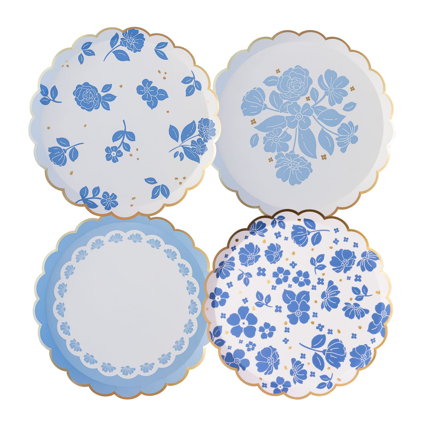 BELLE BLUE ELEGANT FLORAL DESSERT PLATES