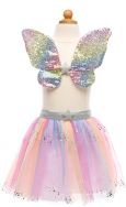 Rainbow Sequins Skirt w/Wings & Wand, Size 4-6
