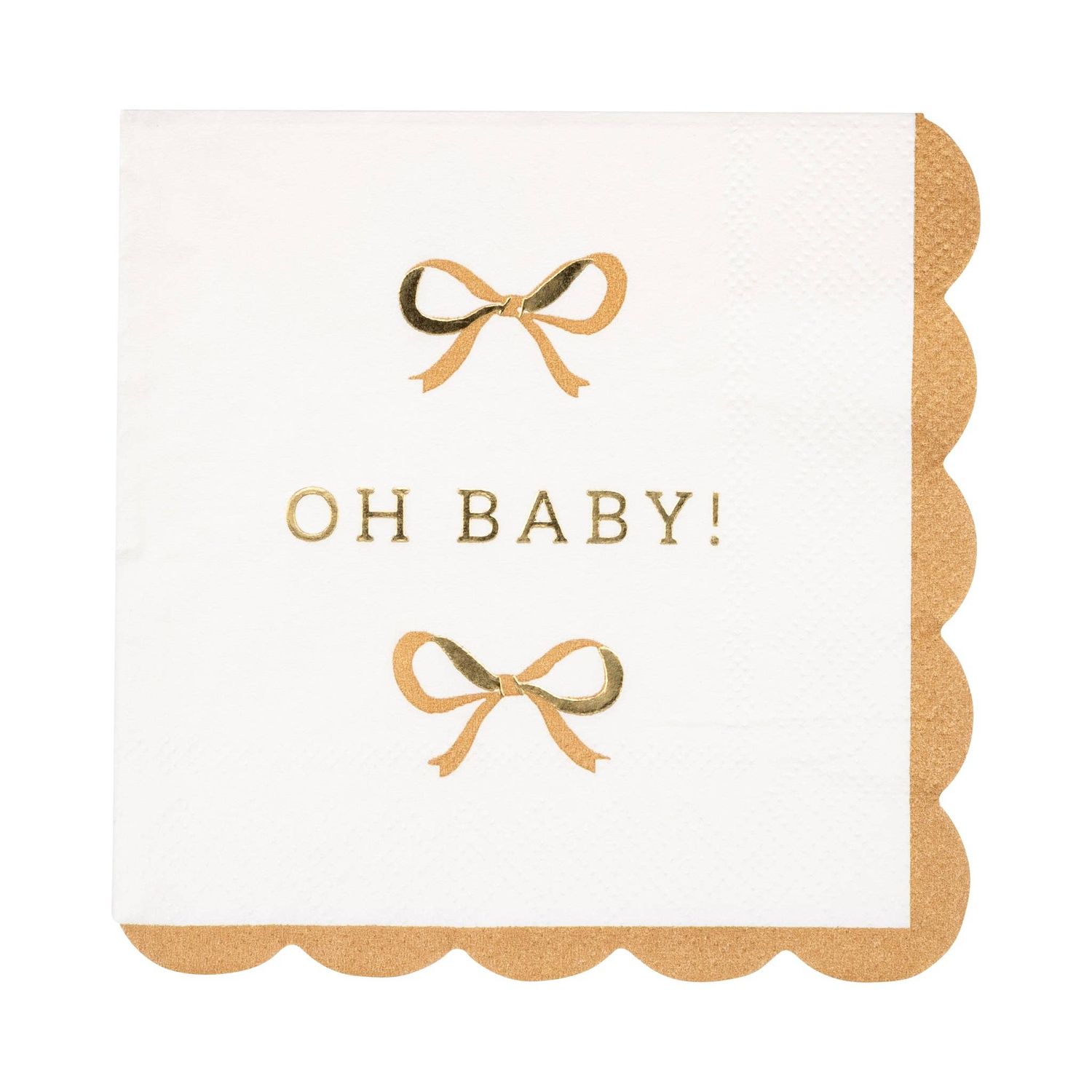 Oh Baby Gold and Tan Cocktail Napkin
