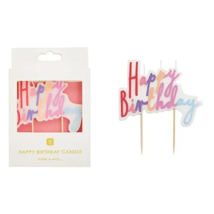 Pastel Happy Birthday Printed Cake Candles | 24 Pack |