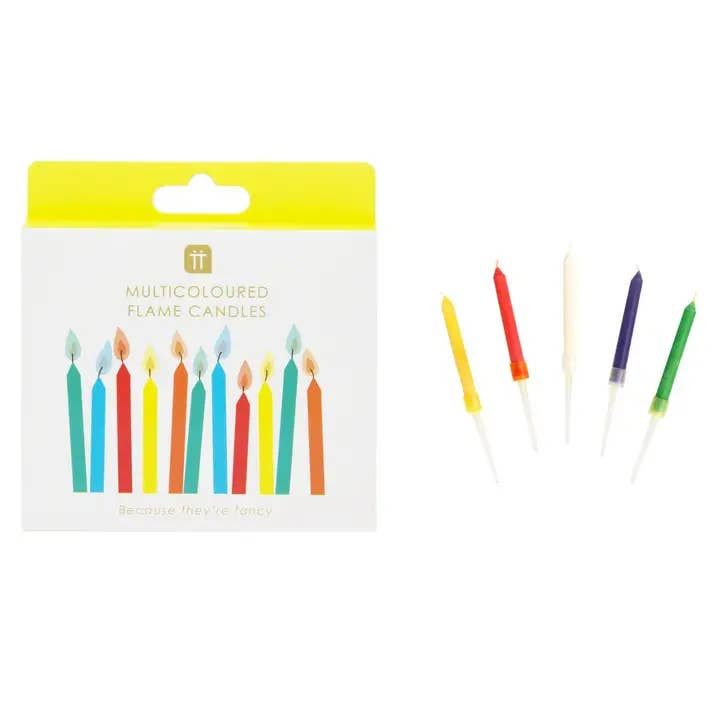 Colored Flame Birthday Candles | 12 Pack | Cake Supplies |